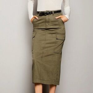 NWT Gianni Bini Paige High Rise Belted Denim Midi Jean Skirt, Sz 29